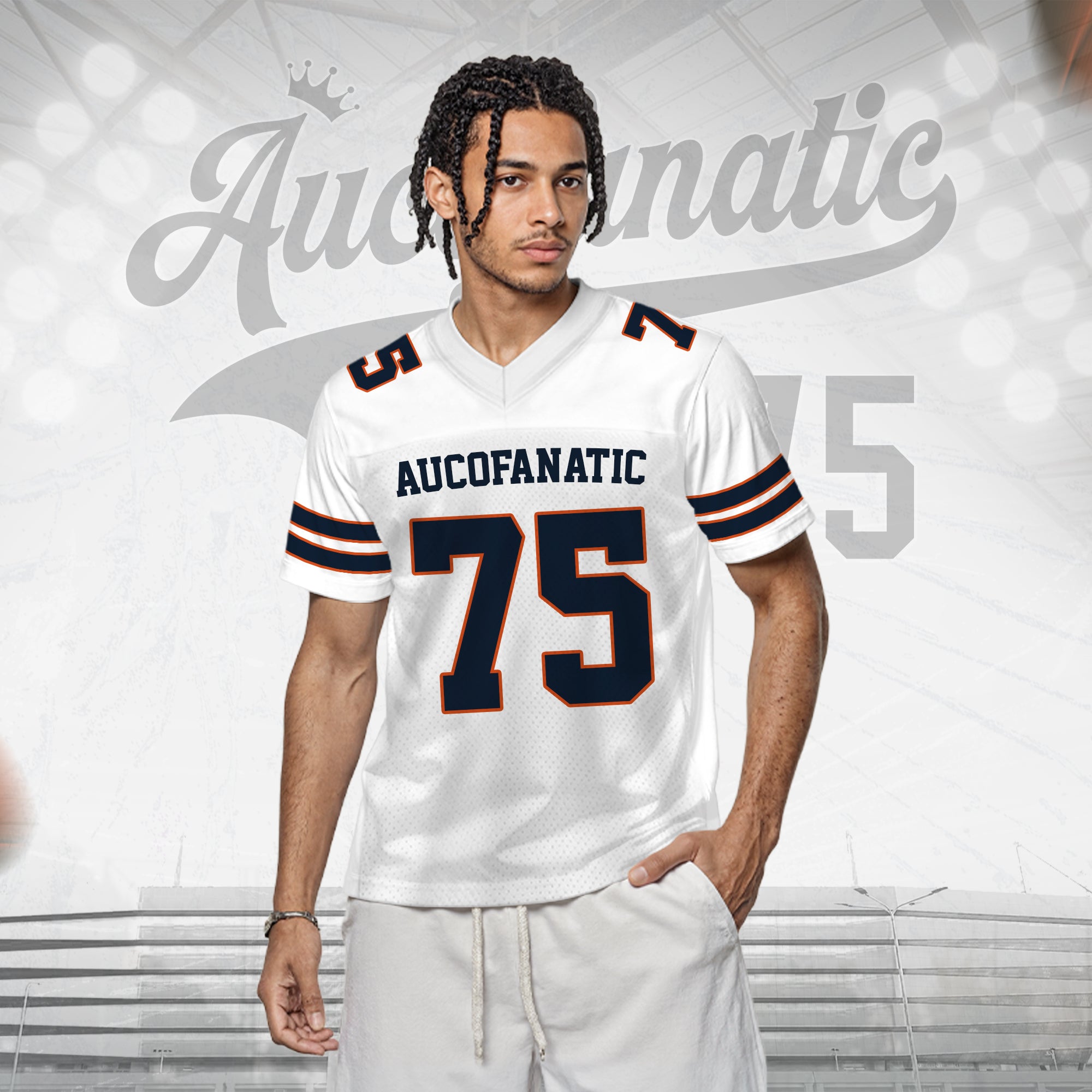 Custom White and Navy Football Jersey, Personalized Football Jerseys For Men Women