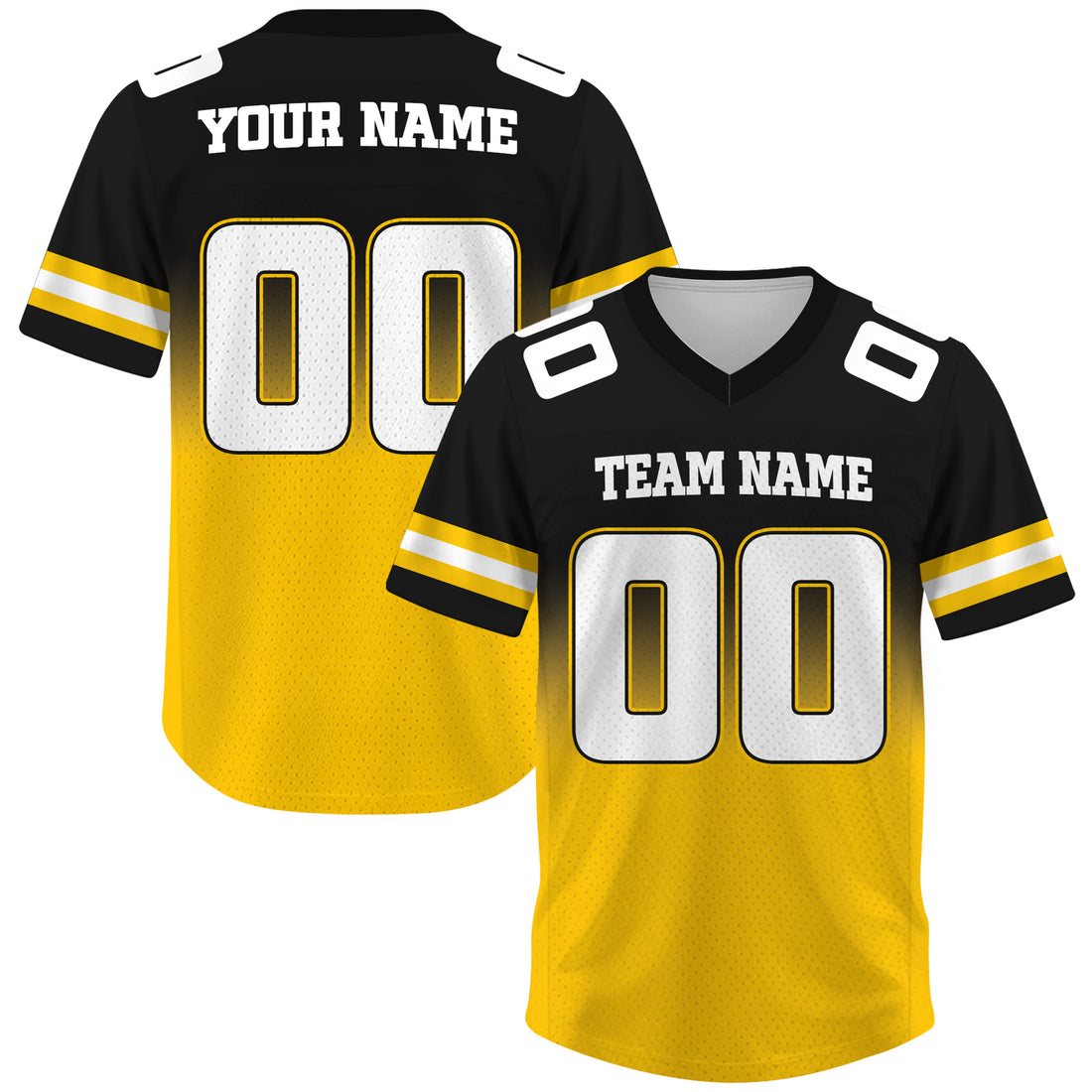 Custom Yellow Black Gradient Football Jersey, Personalized Team Name Number Football Jersey for Men Women Youth
