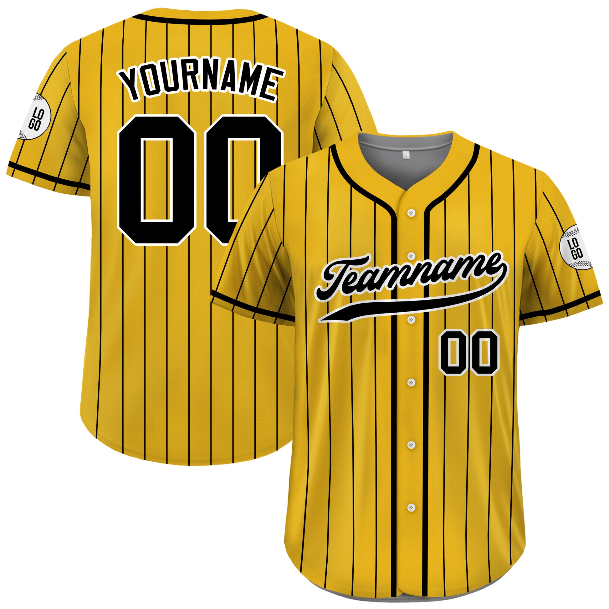 Custom Yellow Black Striped Baseball Jersey