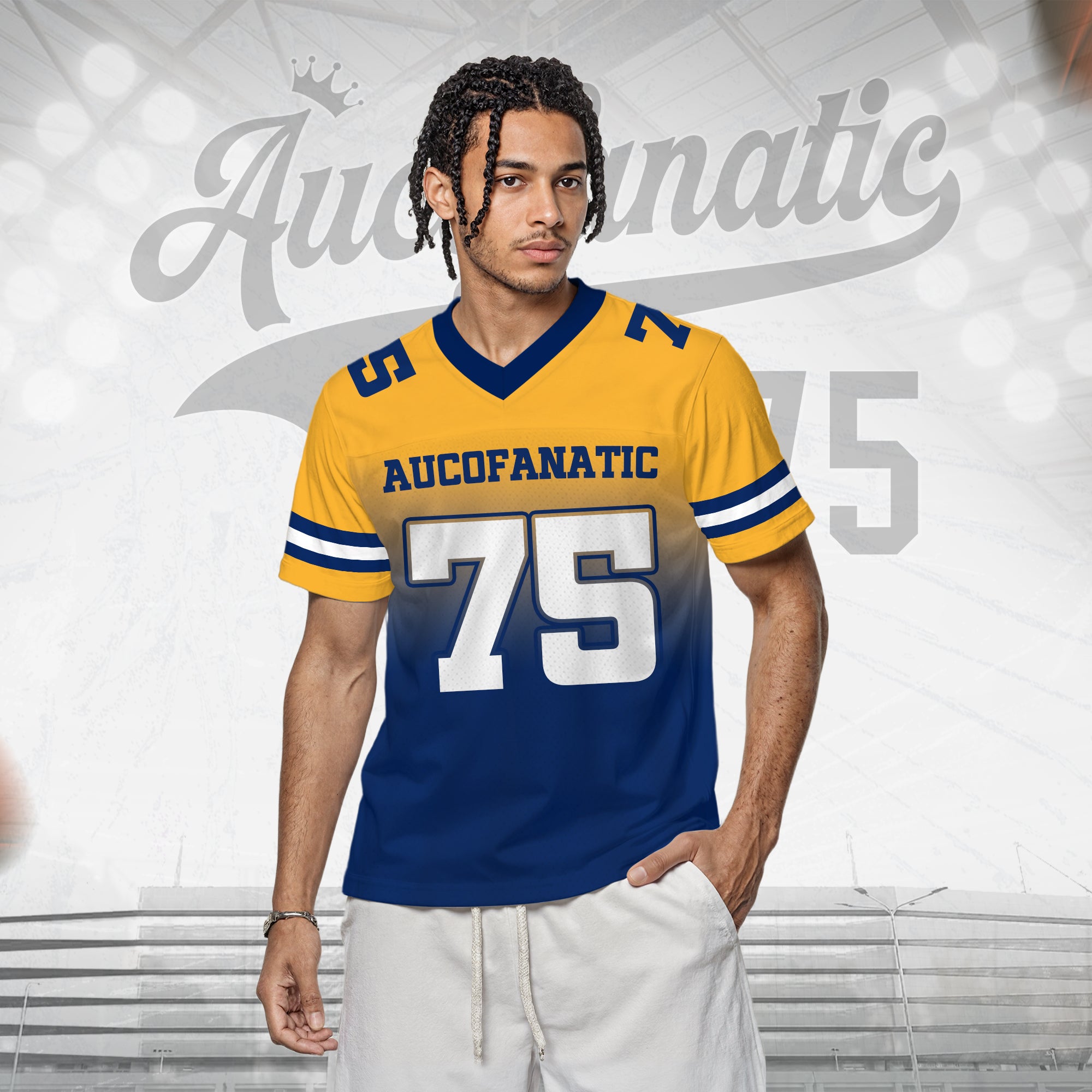 Custom Yellow Blue Gradient Football Jersey, Personalized Team Name Number Football Jersey for Men Women Youth