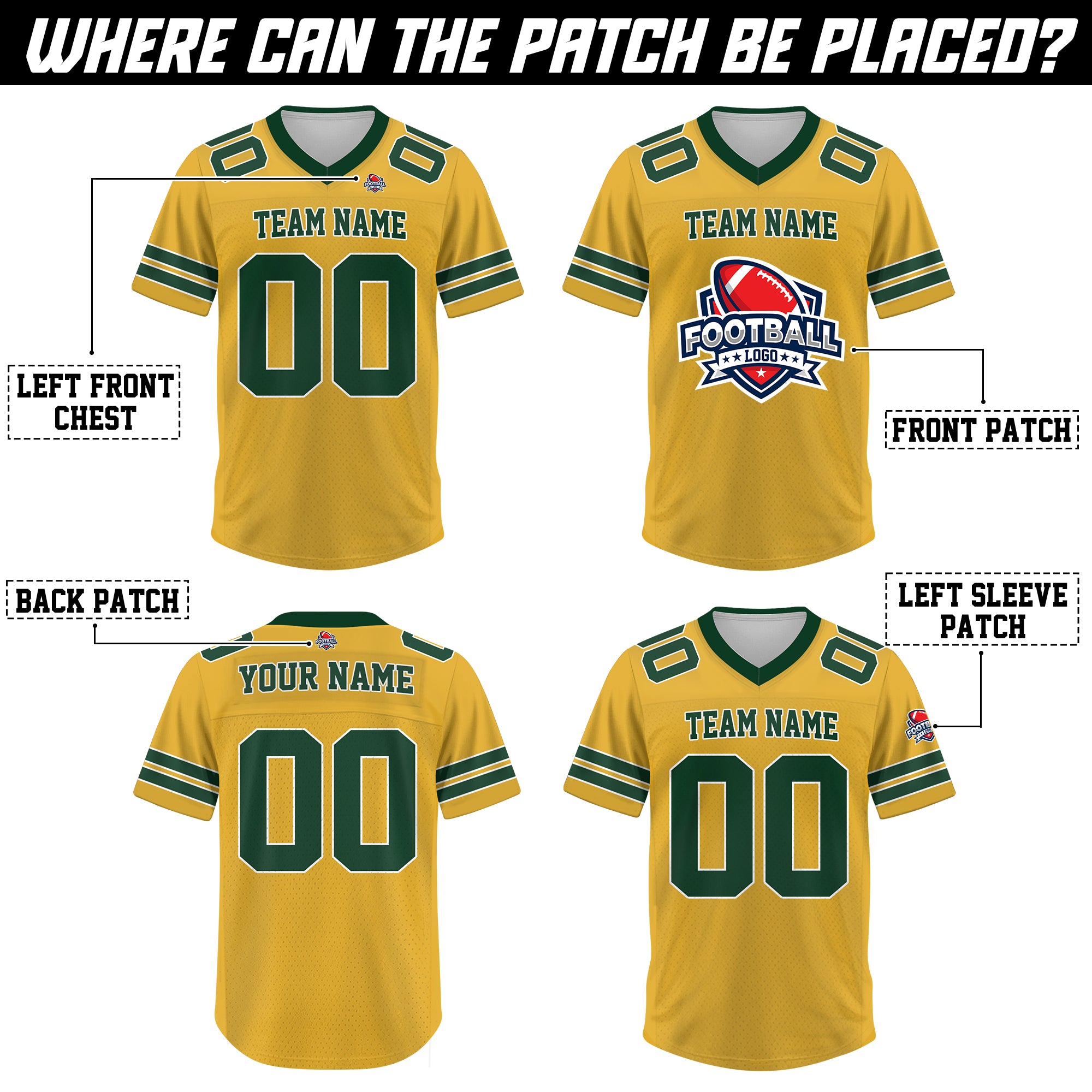 Custom Yellow Green Football Jersey, Personalized Football Jerseys For Adults