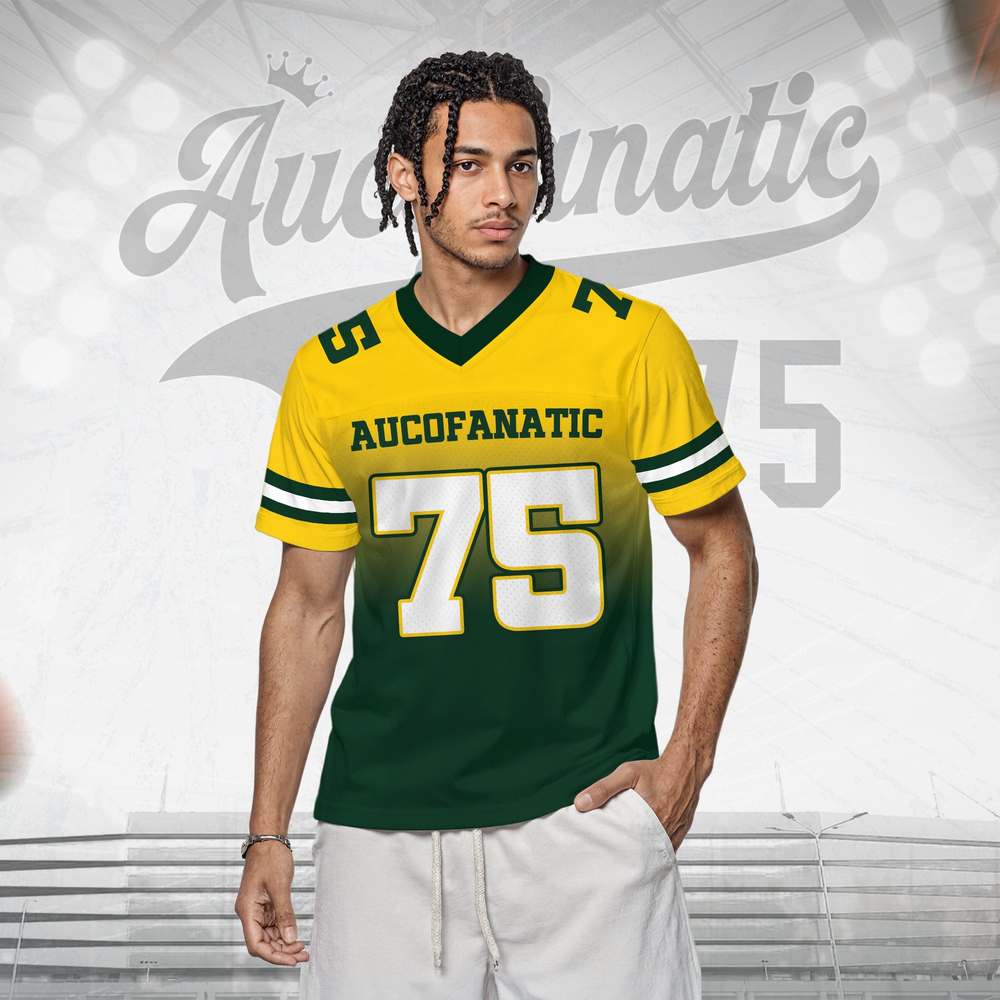 Custom Yellow Green Gradient Football Jersey, Personalized Team Name Number Football Jersey for Men Women Youth