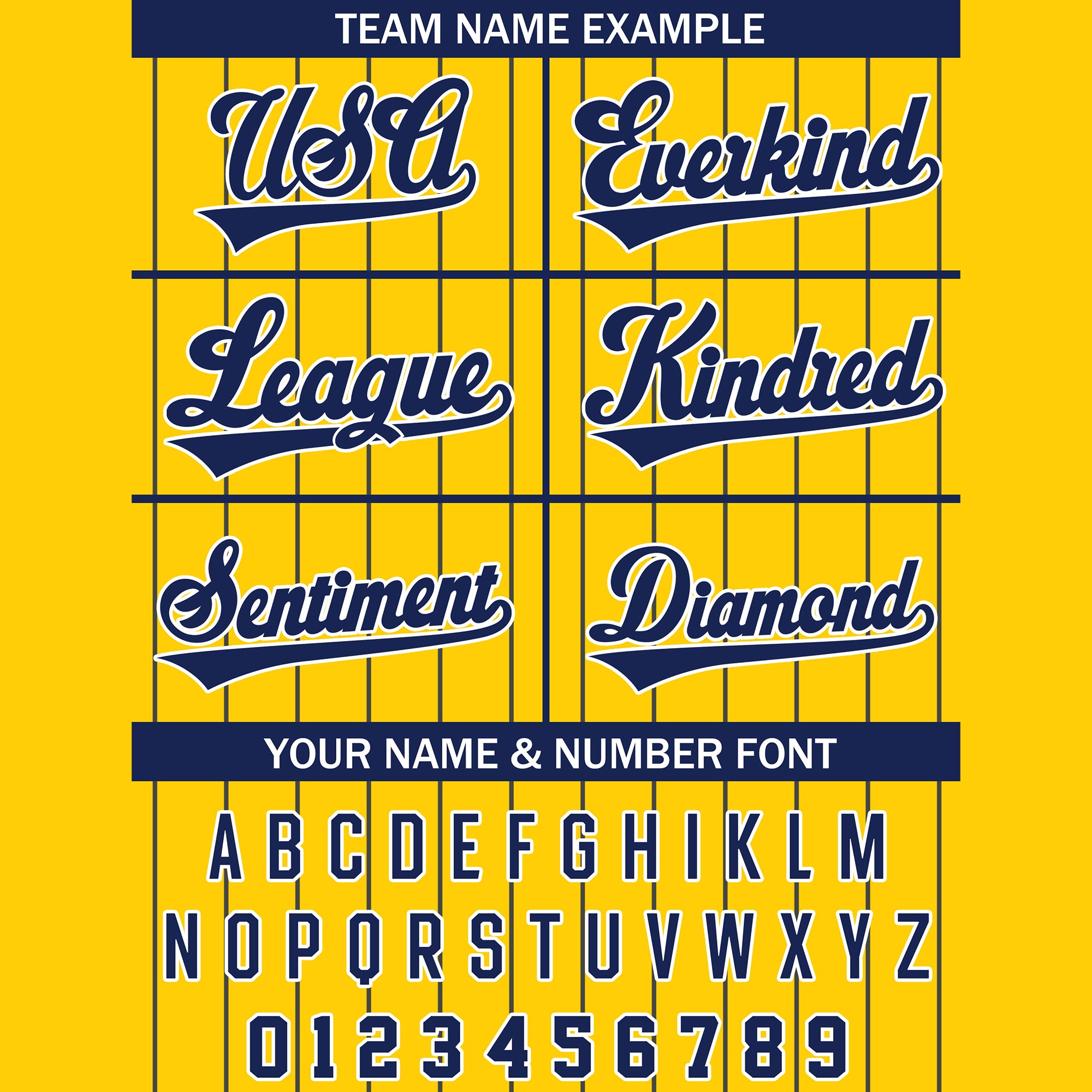 Custom Yellow Navy Pinstripe Baseball Jersey, Personalized Team Name & Number Jersey for Men Women Youth
