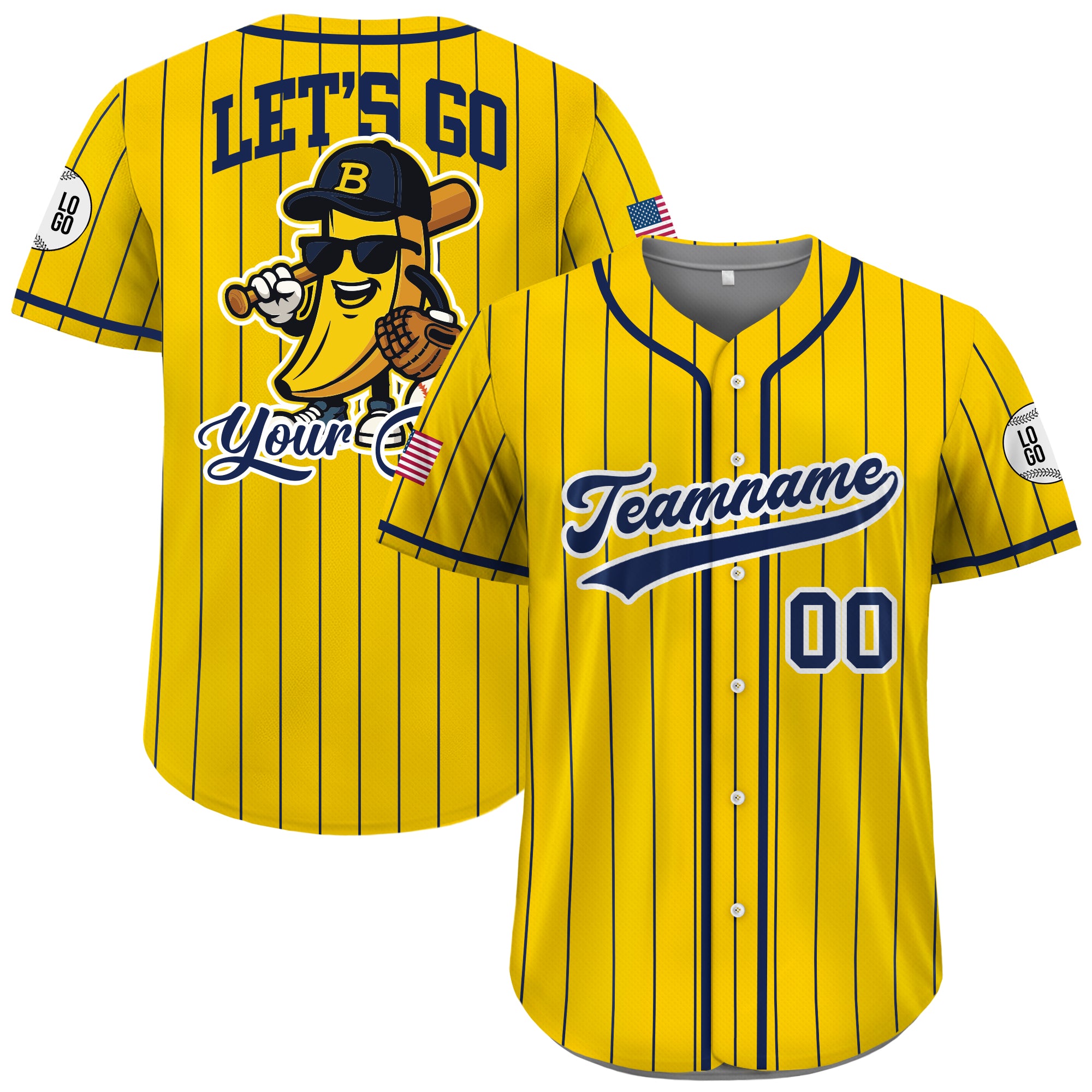 Custom Yellow Pinstripe Funny Baseball Jersey, Personalized Gift for Men, Women, Team Fans