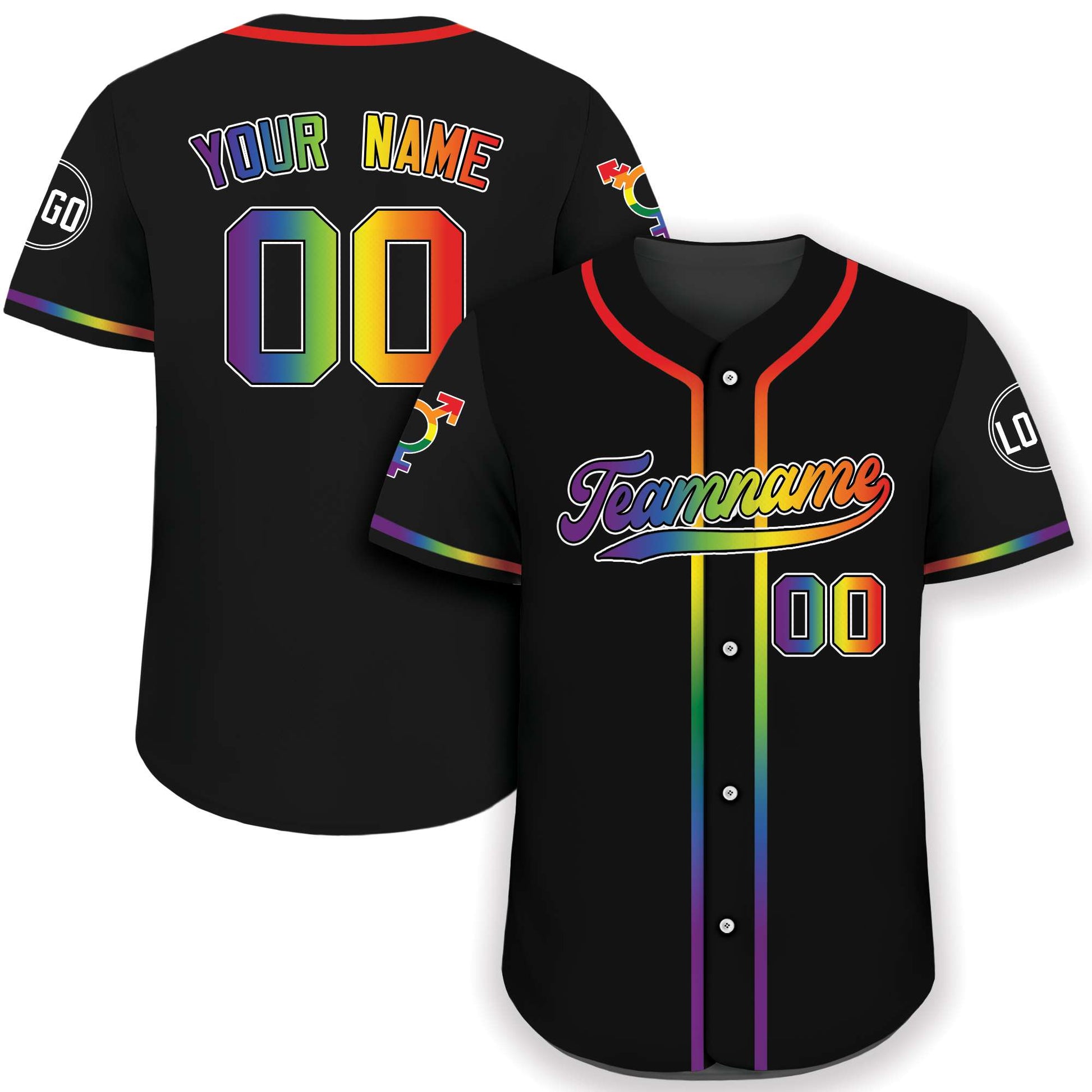 Equality Black Rainbow Pride Custom Baseball Jersey