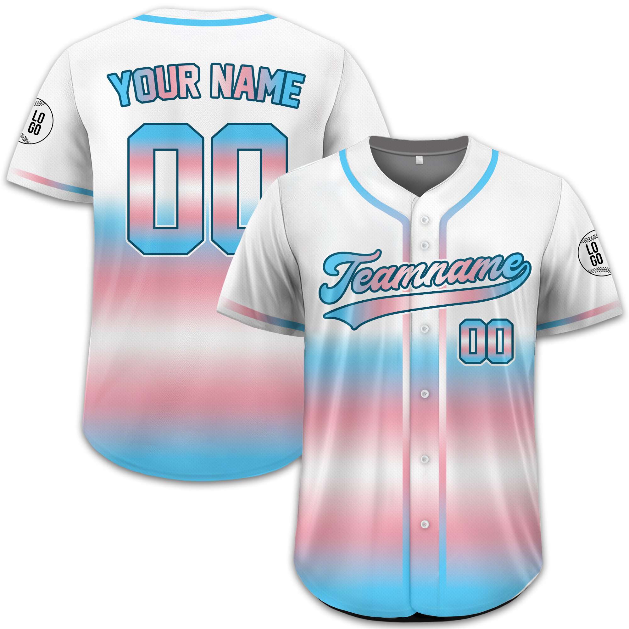 Gradient Transgender Colors Custom Baseball Jersey