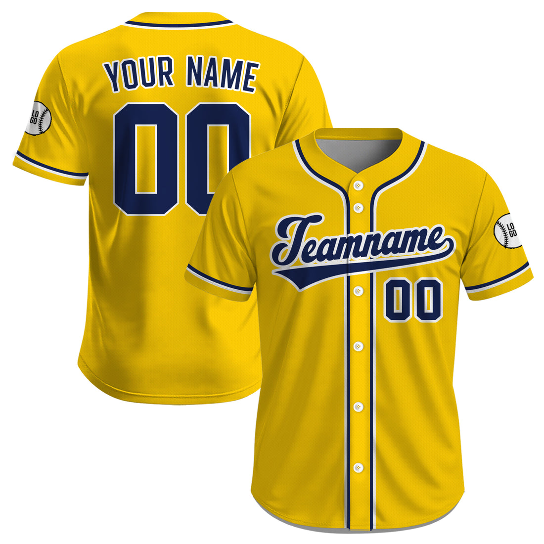 Custom Yellow Navy Baseball Jersey, Personalized Team Name & Number Jersey for Men Women Youth