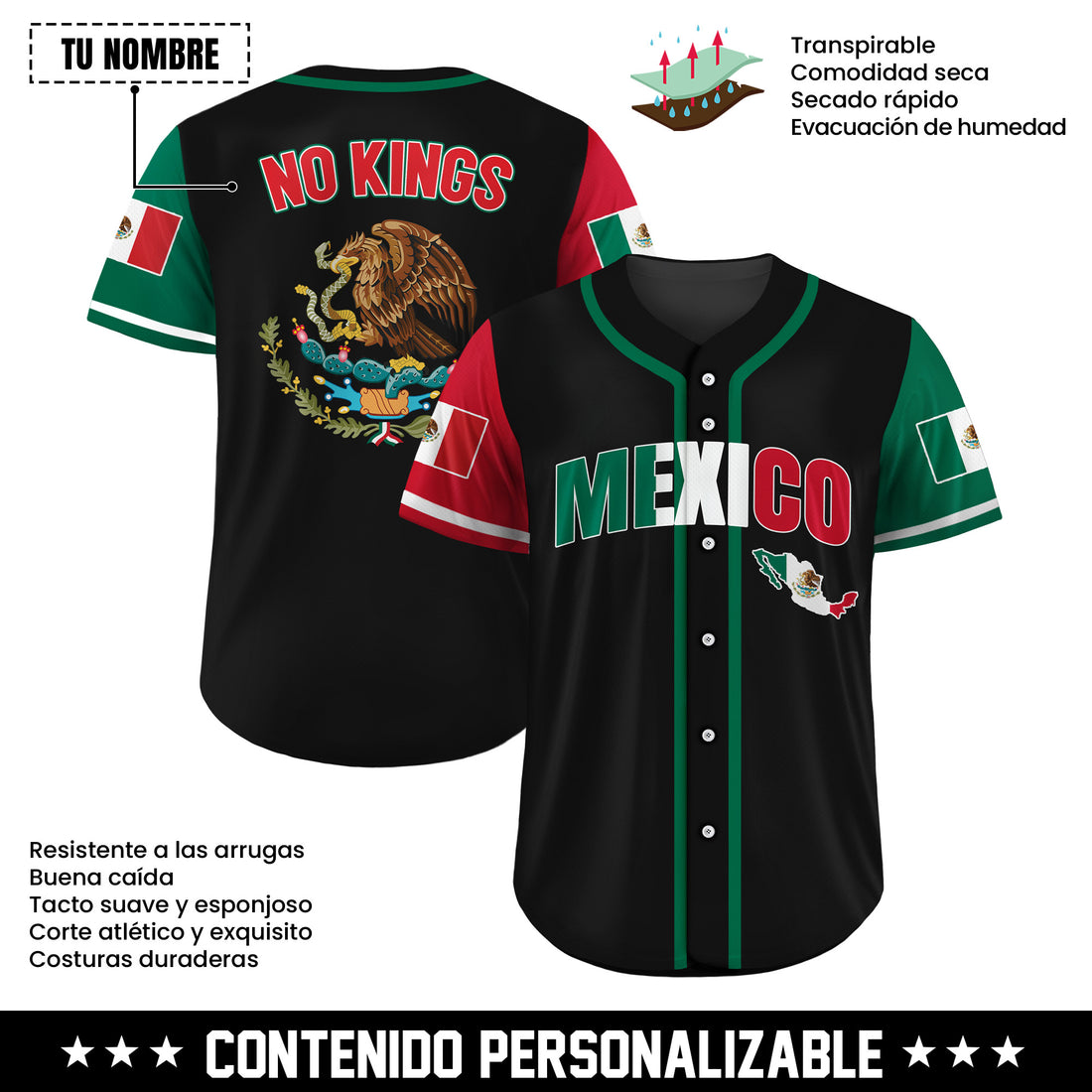 Jersey de Béisbol NO KINGS Orgullo Mexicano