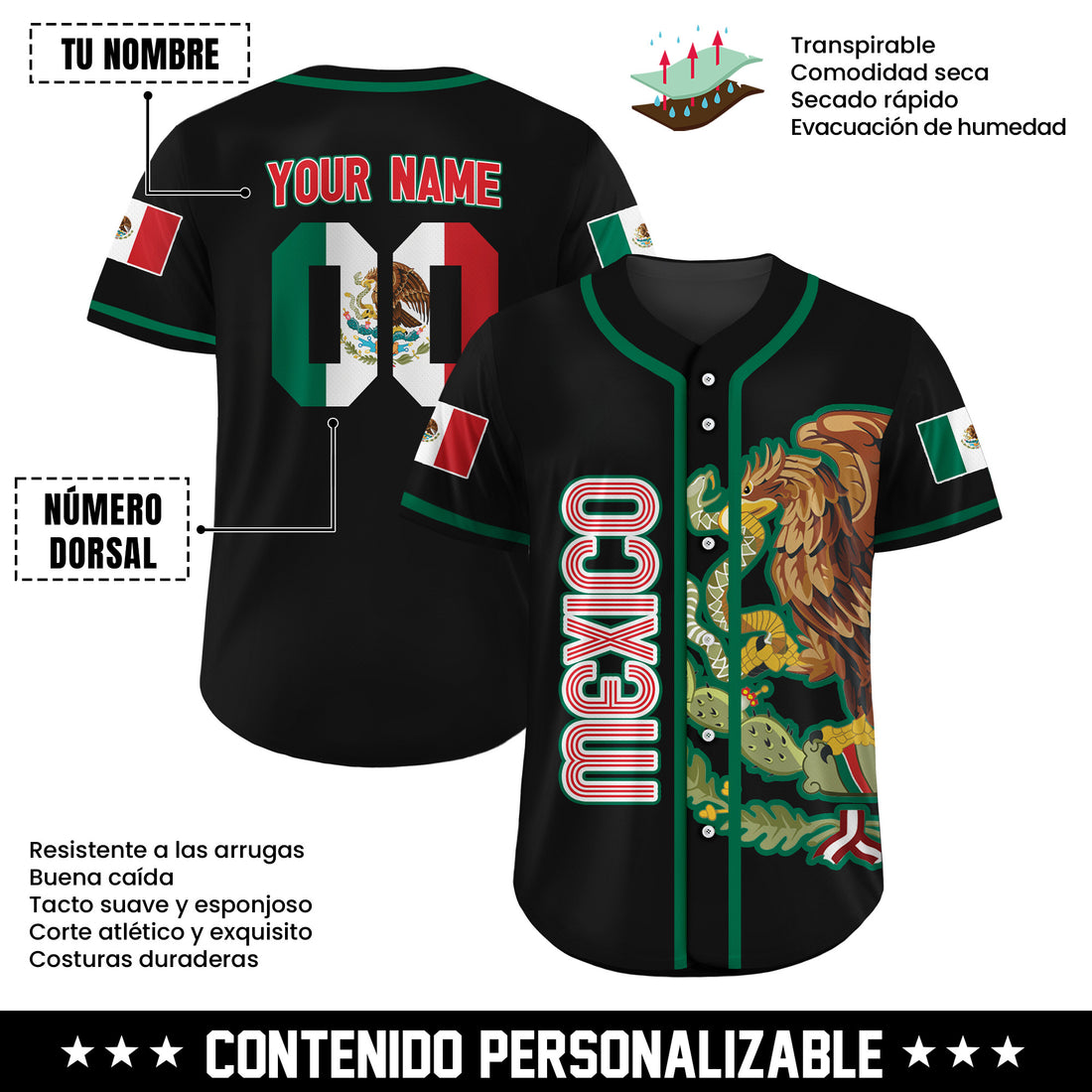 Jersey de Béisbol Personalizado Águila Imperial Negra