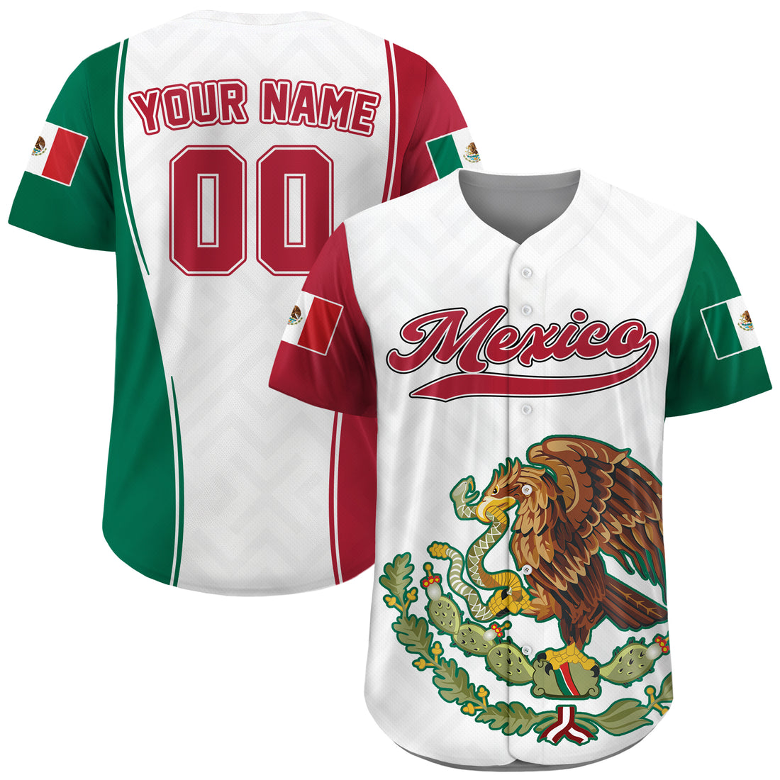 Jersey de Béisbol Personalizado Blanco Orgullo Mexicano
