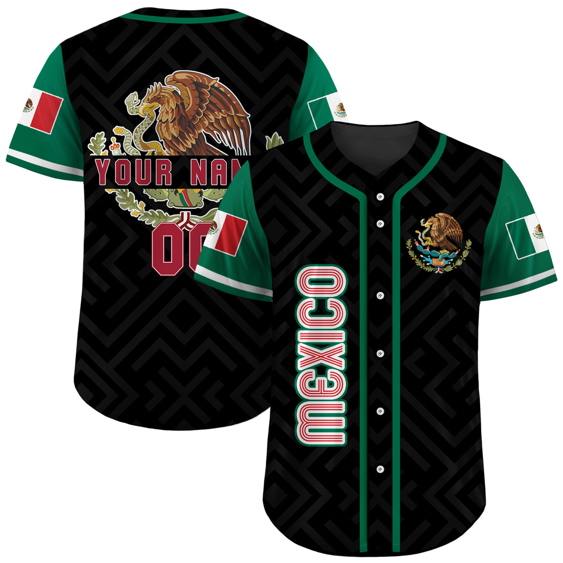 Jersey de Béisbol Personalizado Orgullo Azteca Negro