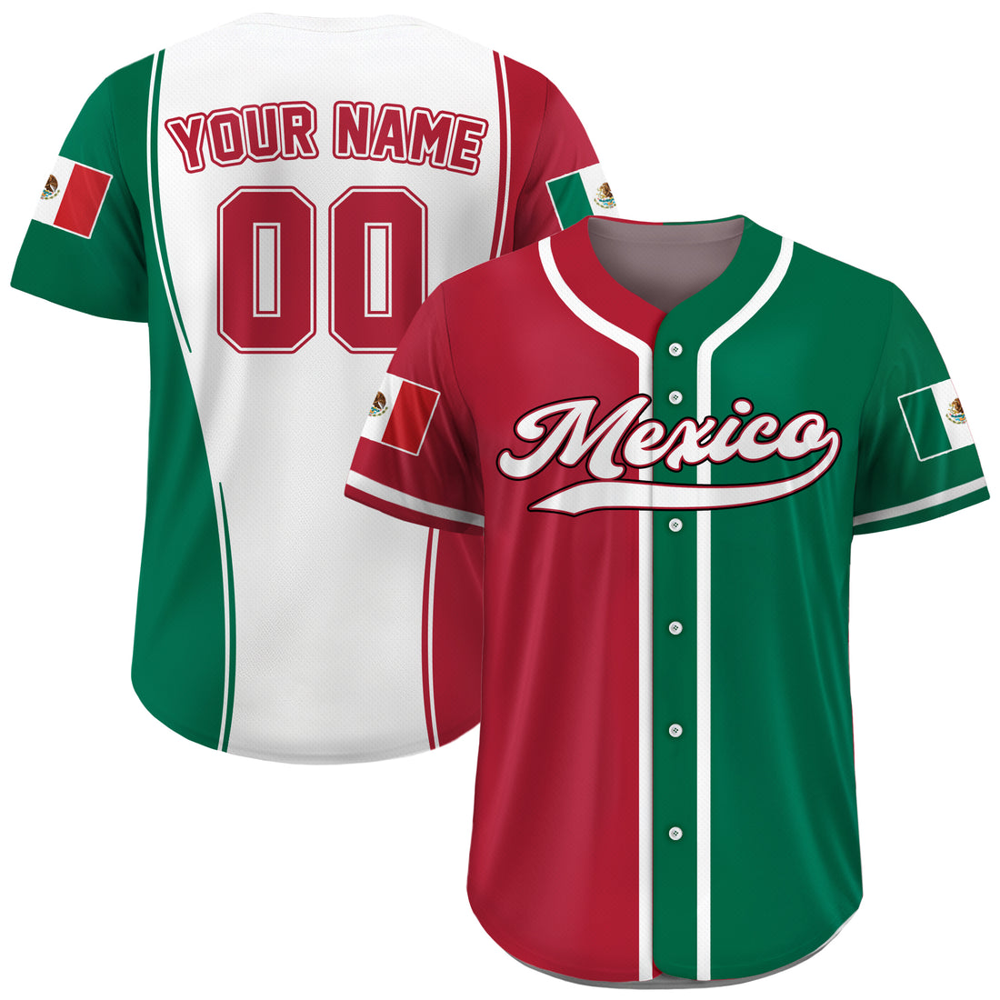 Jersey de Béisbol Personalizado Orgullo Bandera Mexicana