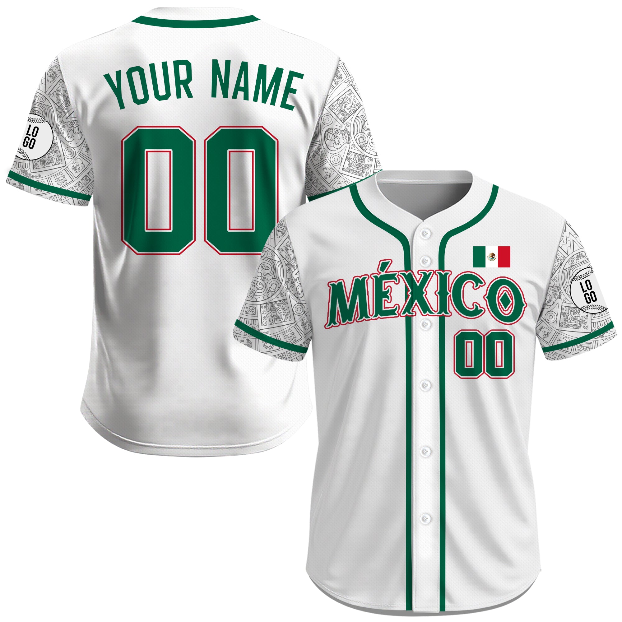 Jersey de Béisbol Personalizado de México Blanco Patrimonio para Hombre, Mujer y Juvenil