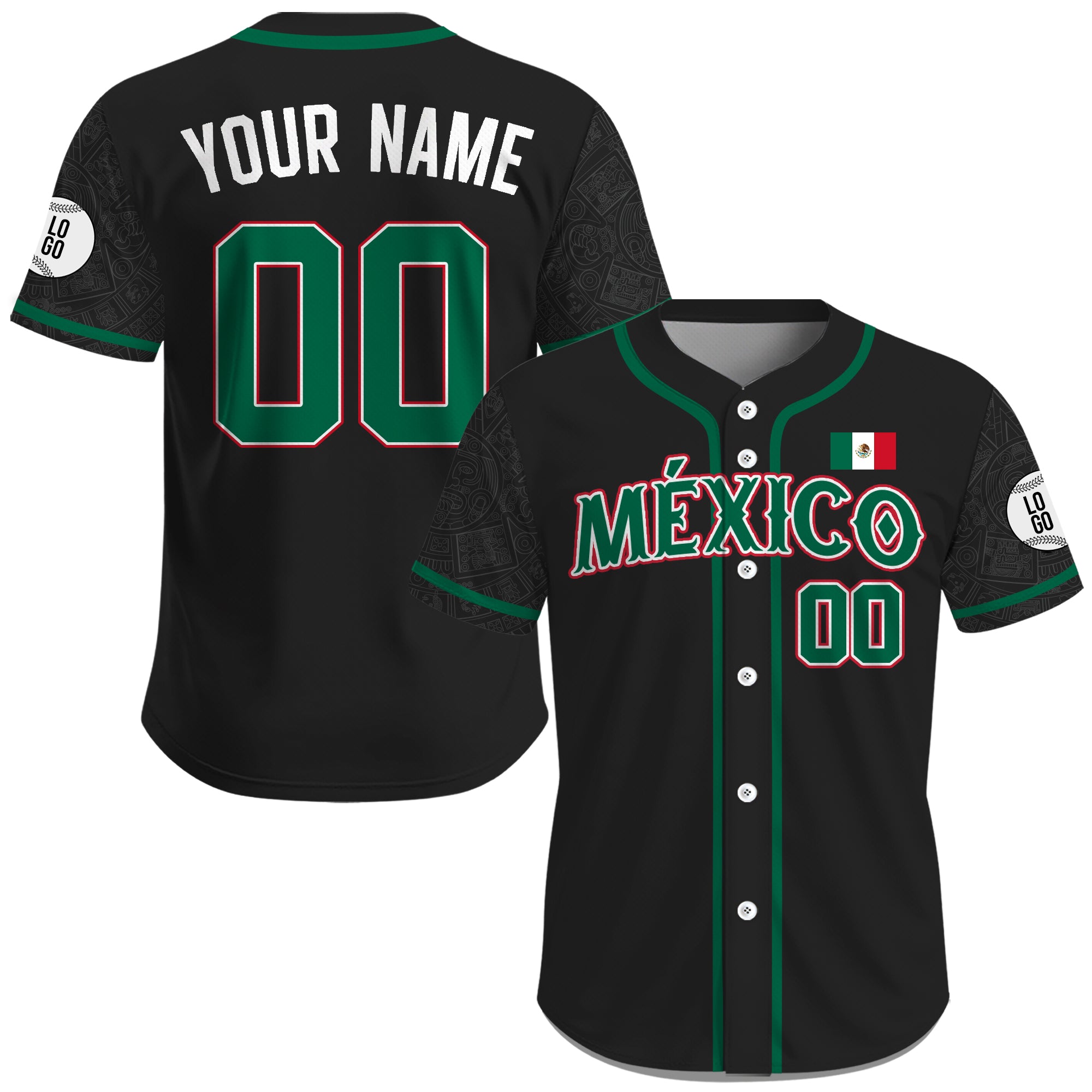 Jersey de Béisbol Personalizado de México Negro Patrimonio para Hombre, Mujer y Juvenil