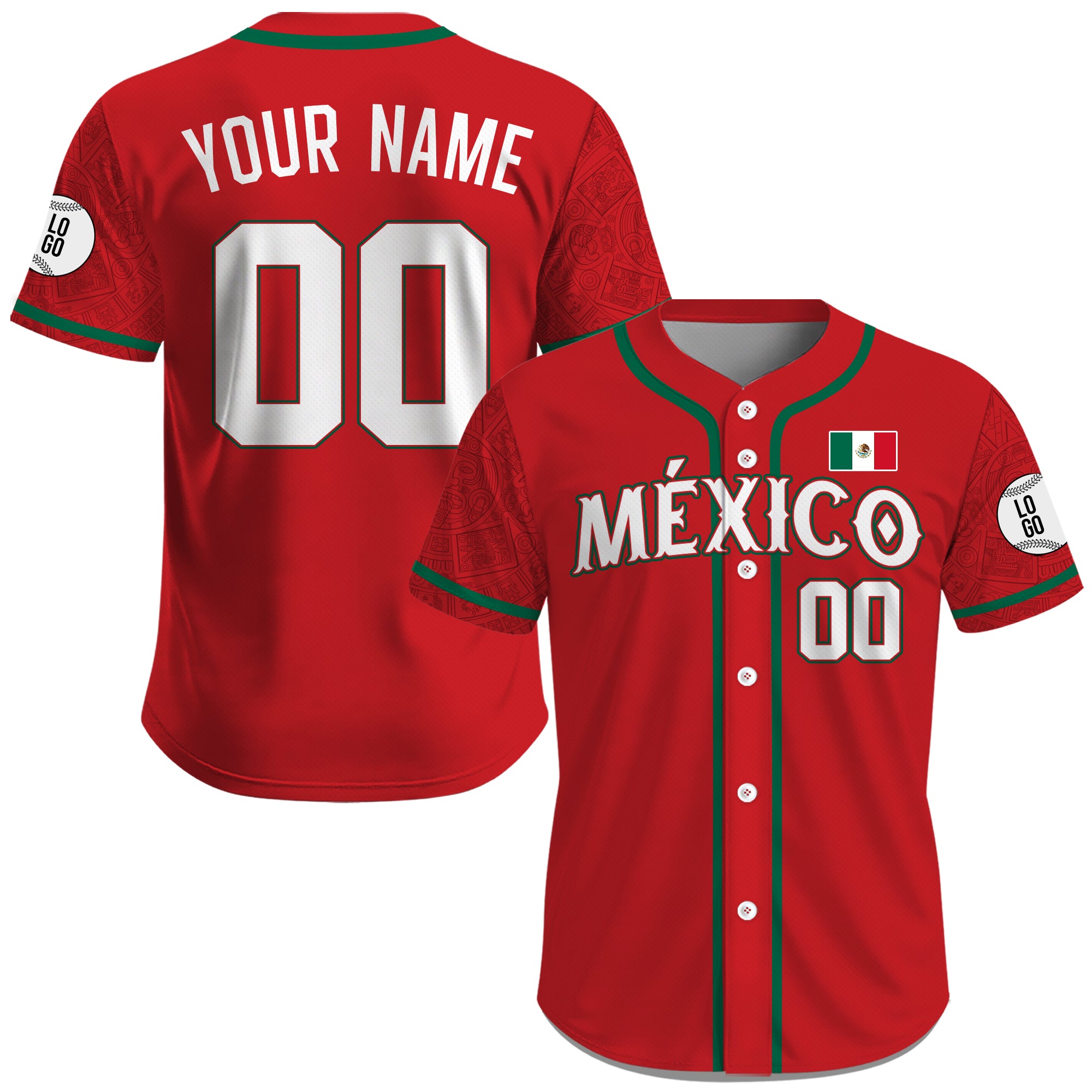 Jersey de Béisbol Personalizado de México Rojo Patrimonio para Hombre, Mujer y Juvenil