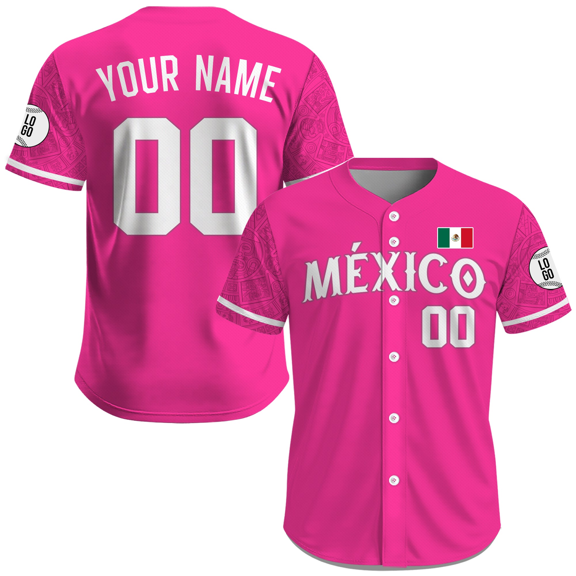 Jersey de Béisbol Personalizado de México Rosa Patrio para Hombre, Mujer y Juvenil