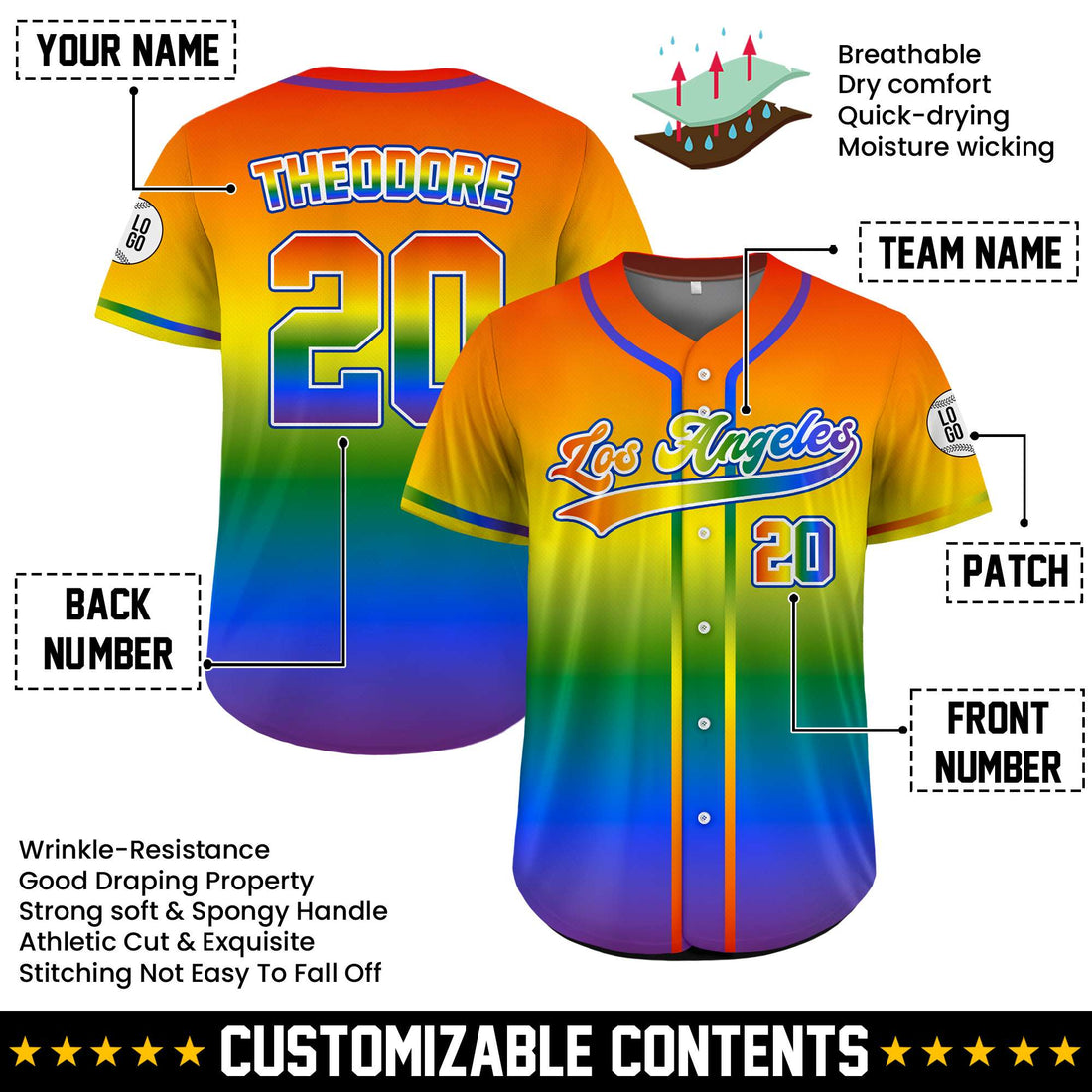 Love Is Love Rainbow Custom Baseball Jersey