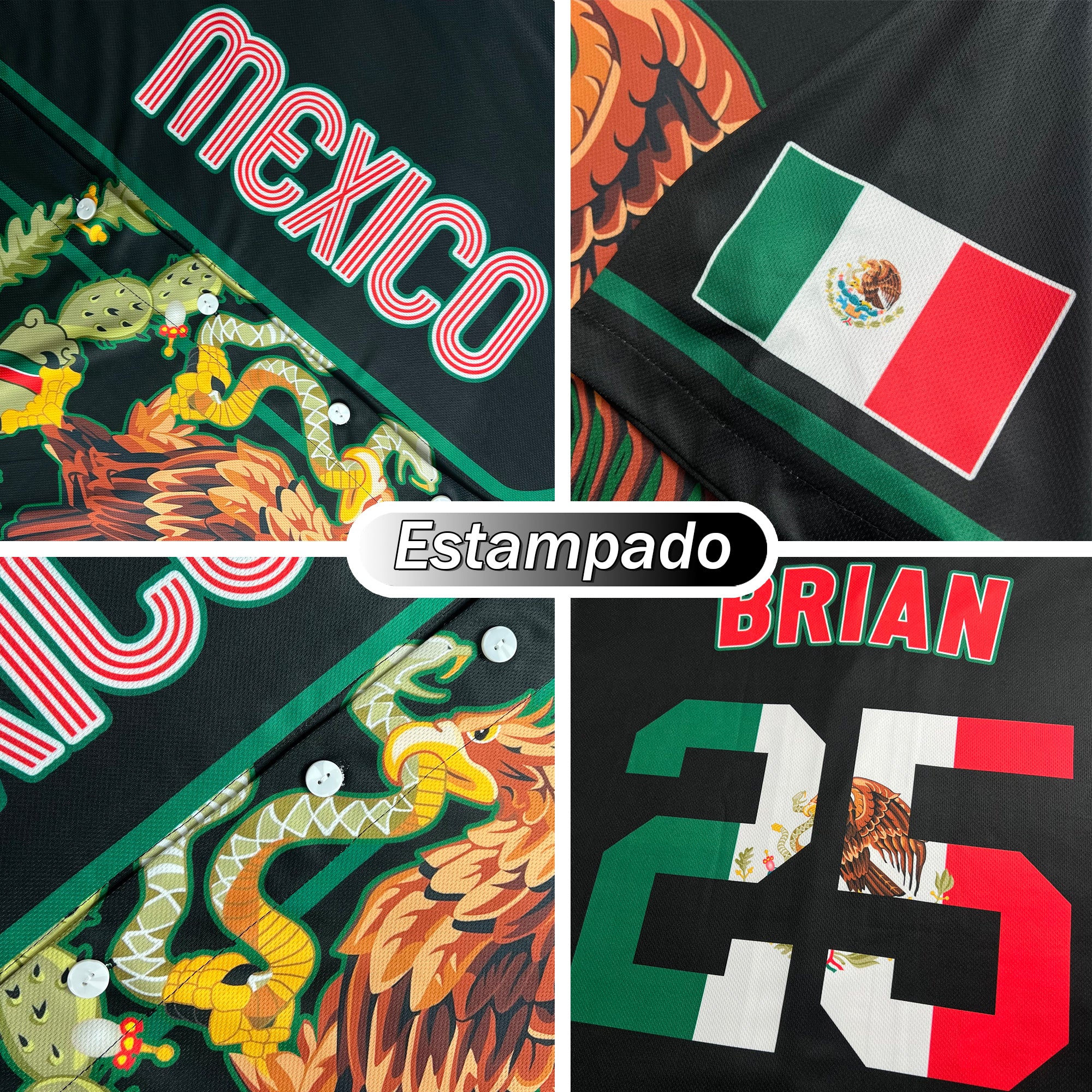 Camiseta de Béisbol Viva México Verde Personalizada