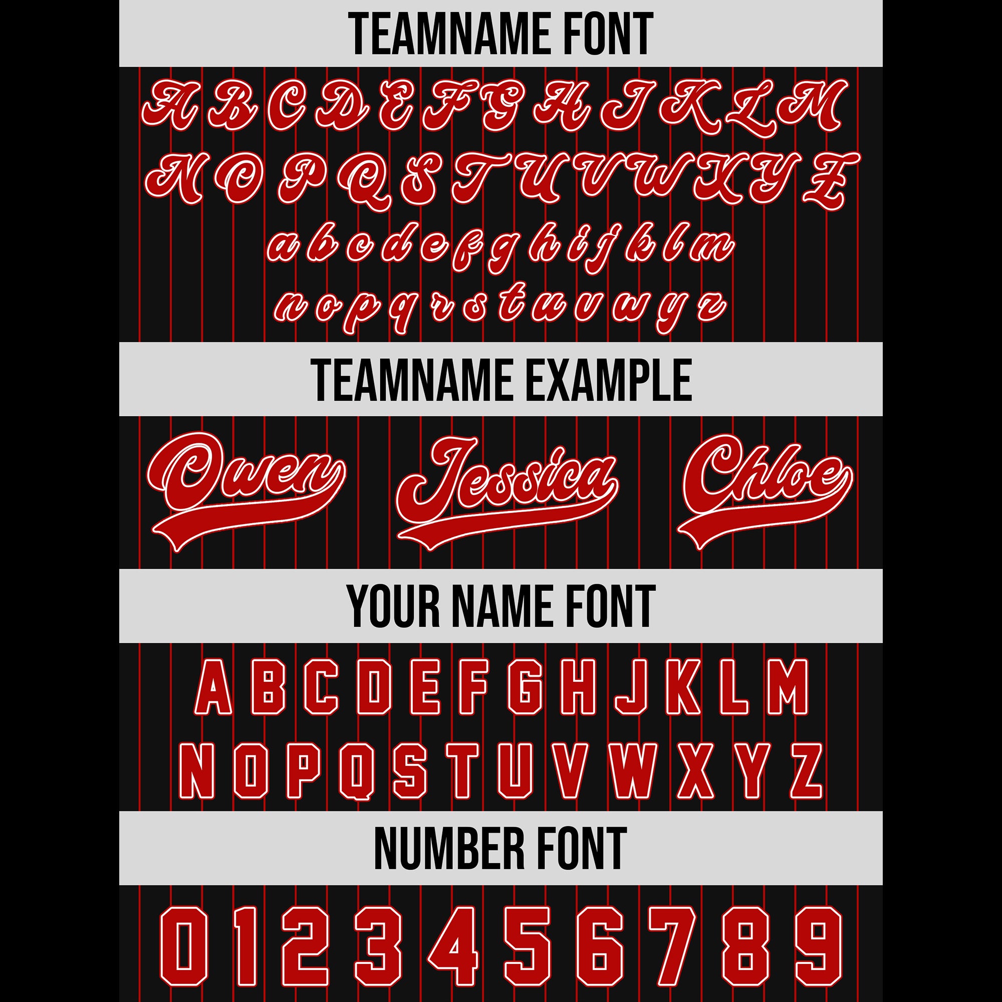 Personalized Black Red Pinstriped Baseball Uniform