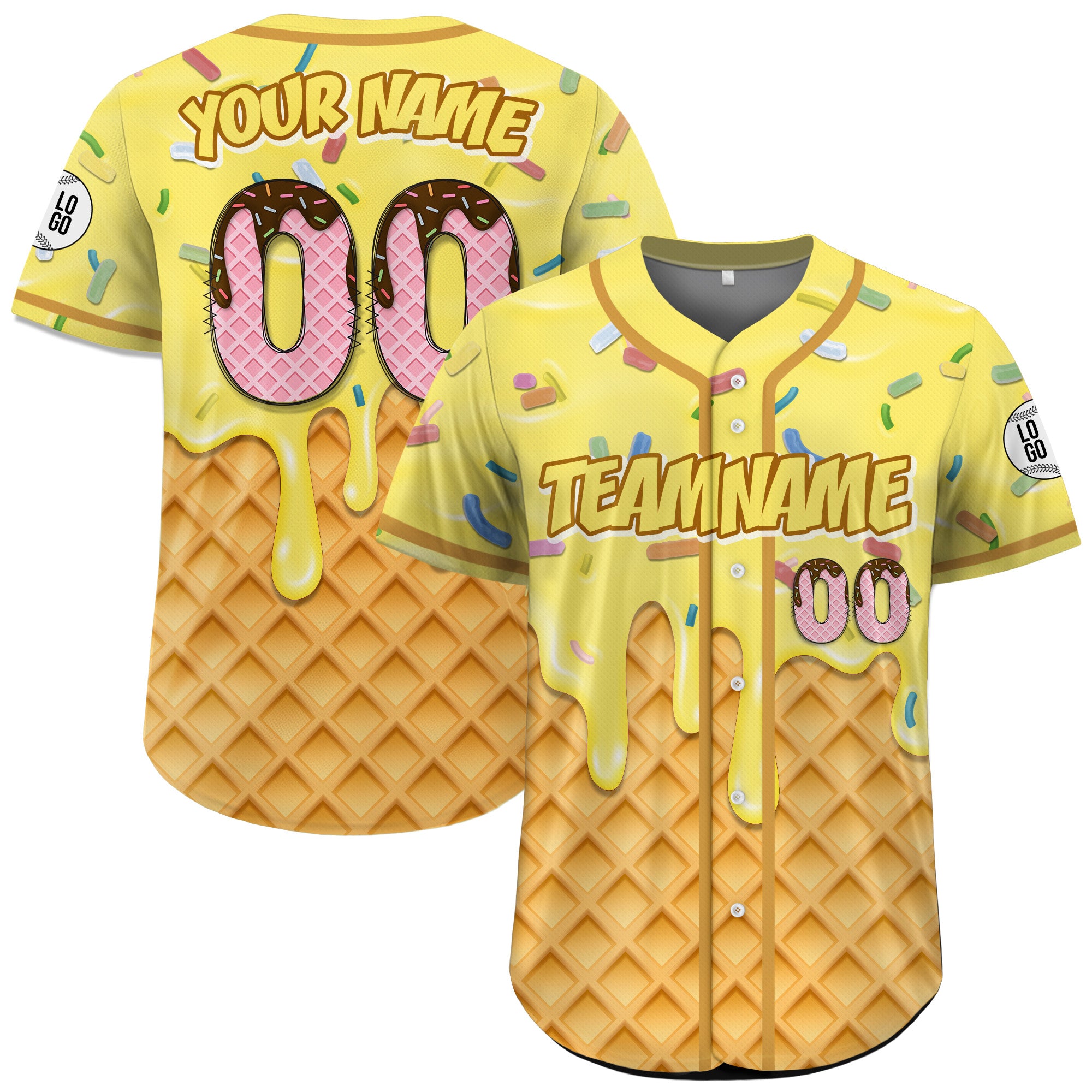 Personalized Bubblegum Ice Cream Drip Baseball Jersey