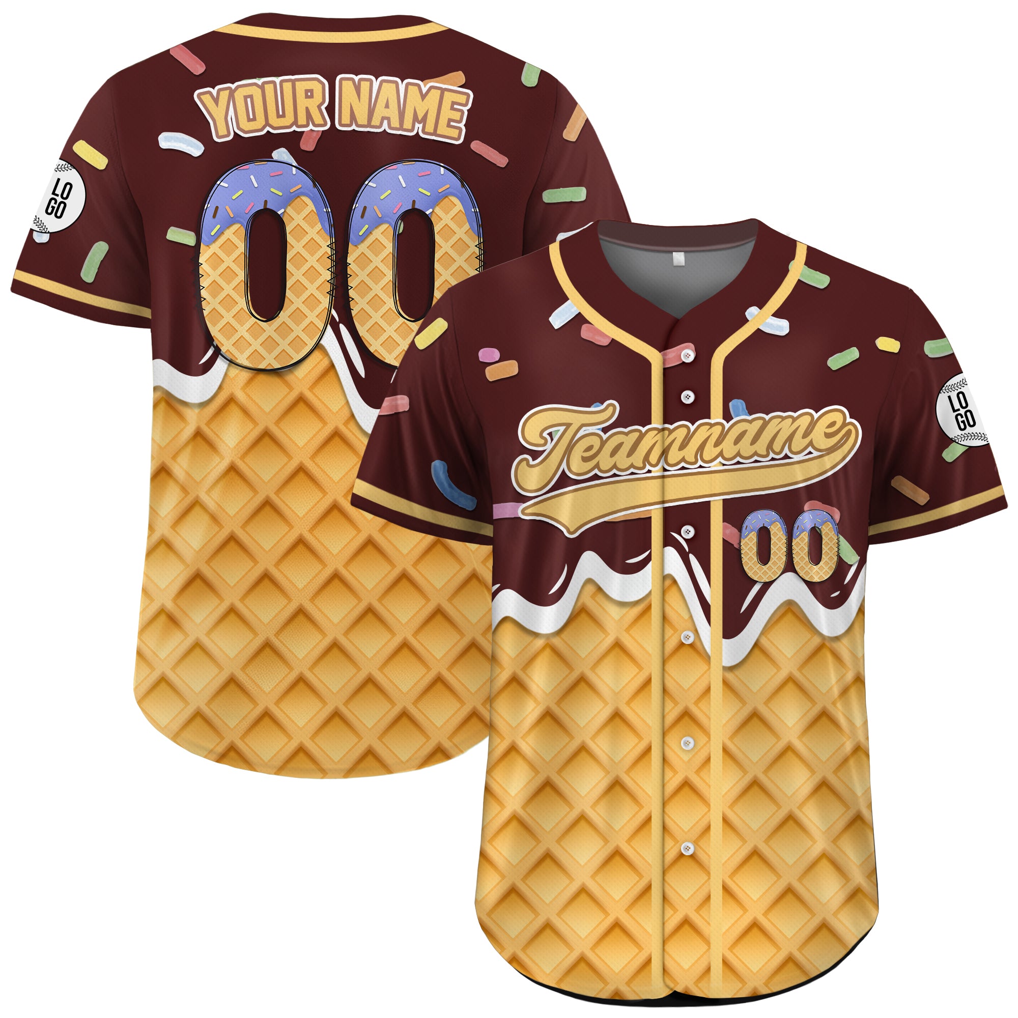 Personalized Chocolate Drip Sprinkle Baseball Jersey