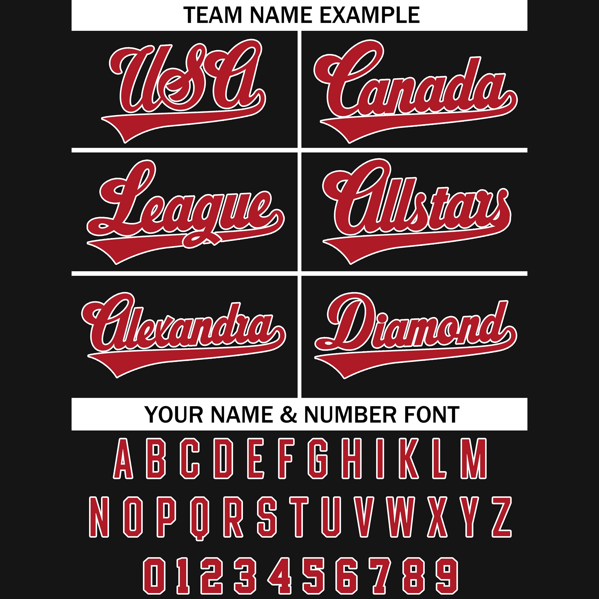 Personalized Classic Black Red Script Baseball Jersey