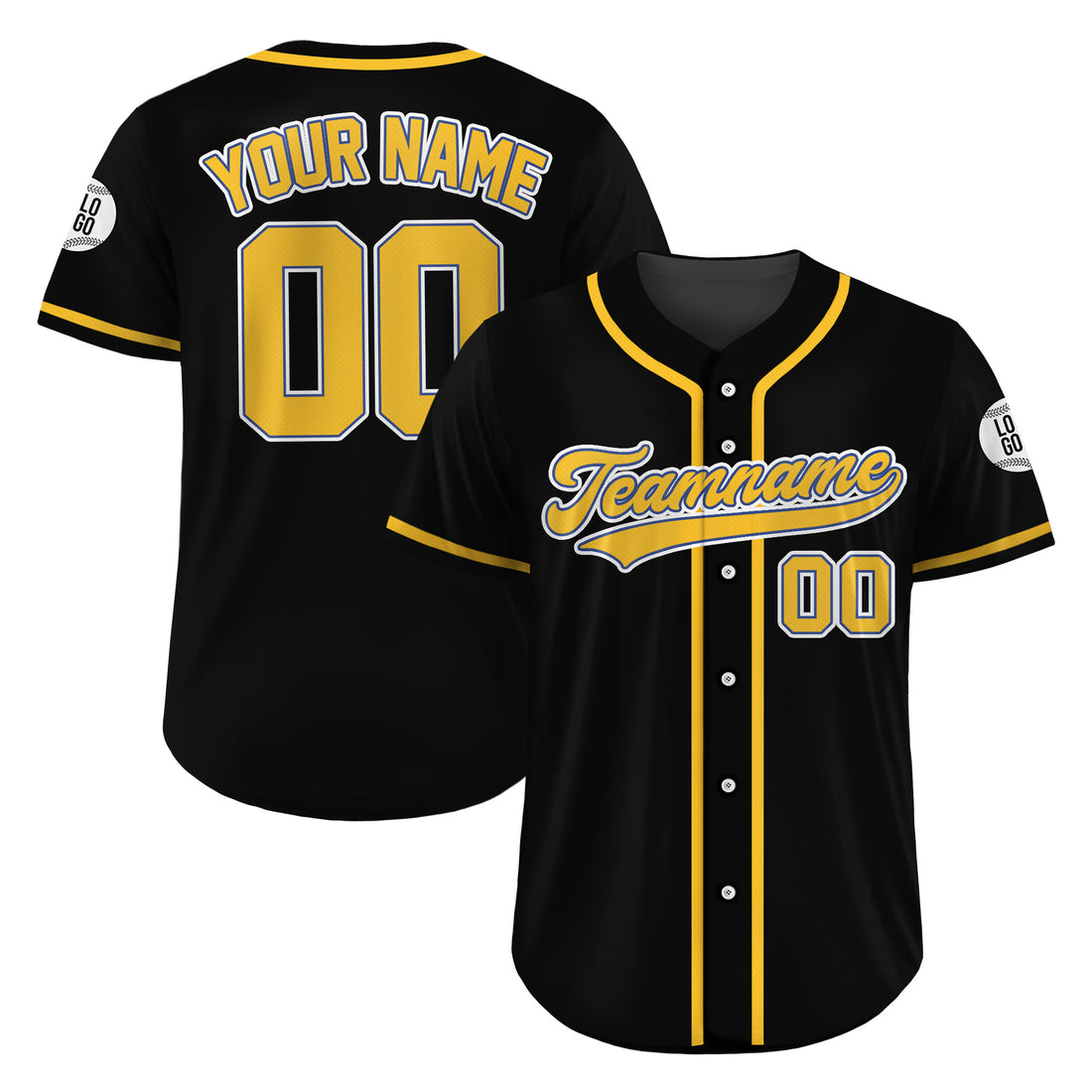 Personalized Midnight Gold Black Baseball Uniform