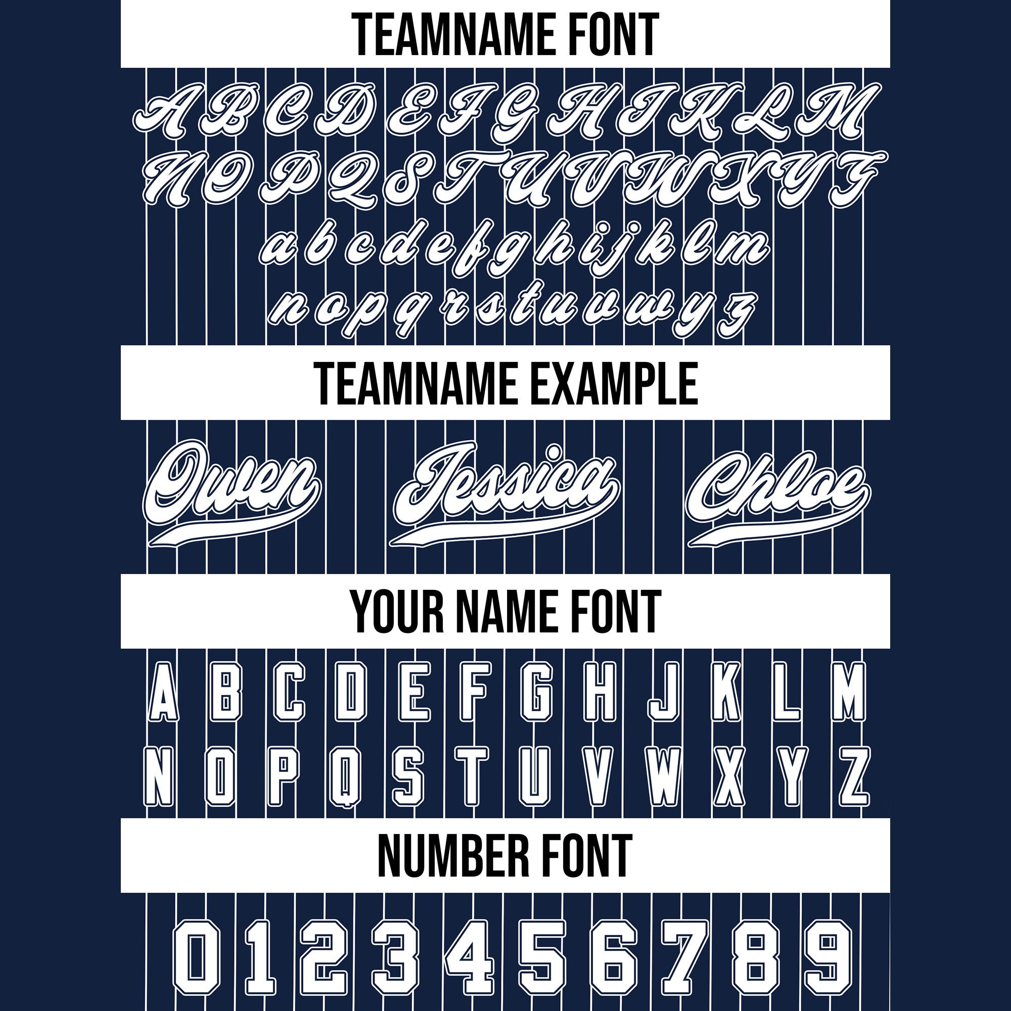 Personalized Navy White Pinstriped Baseball Jersey