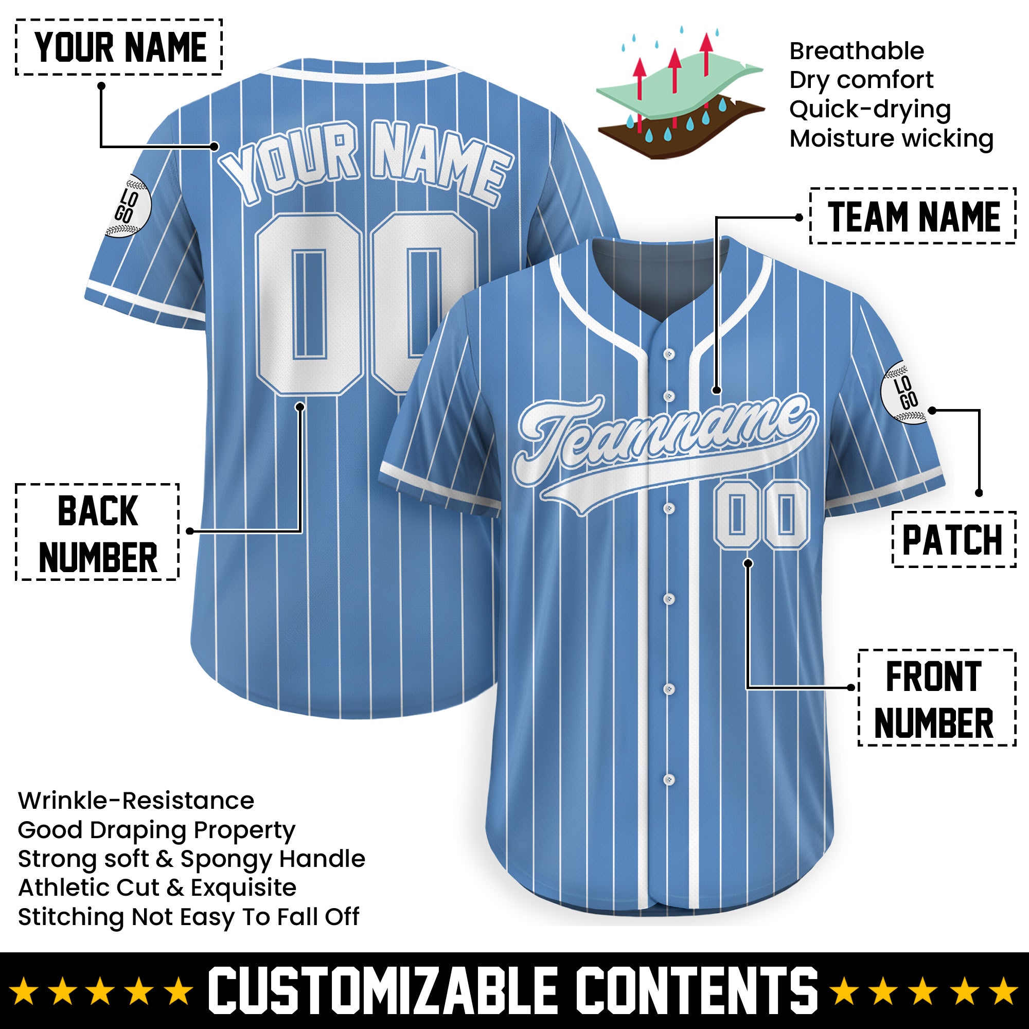 Personalized Navy White Pinstriped Baseball Uniform
