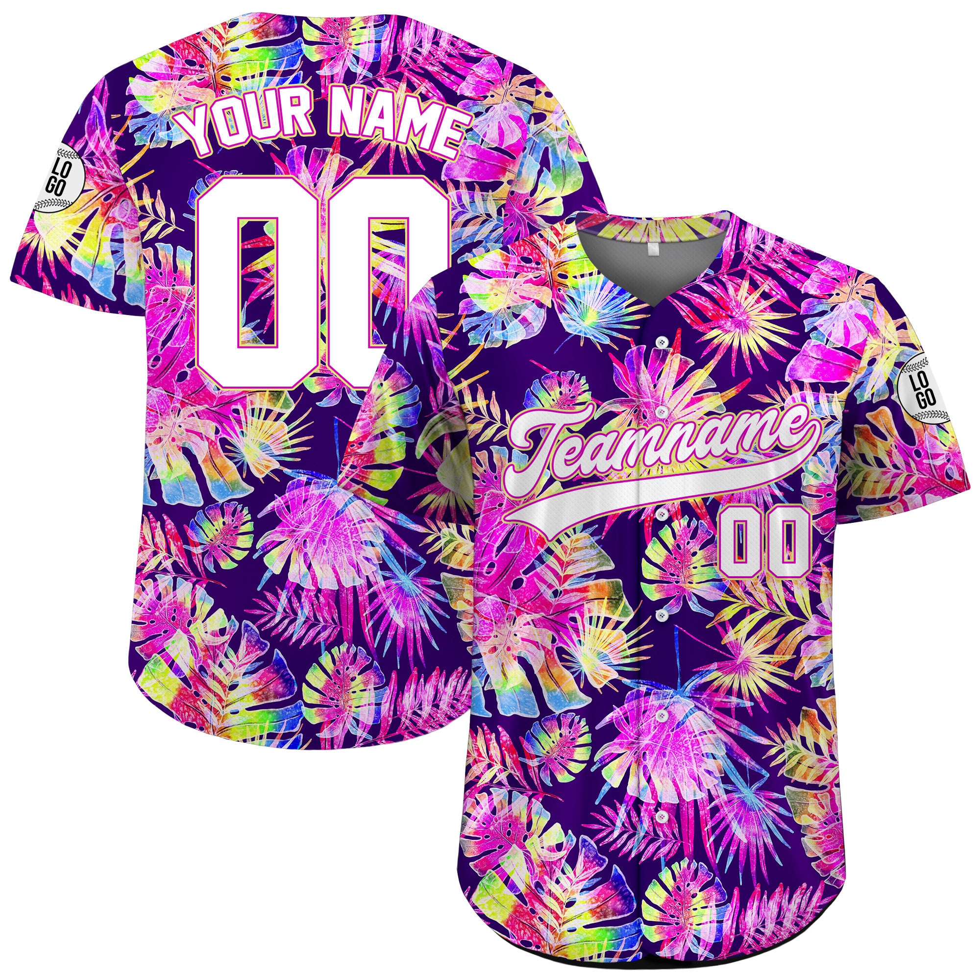 Personalized Neon Jungle Hawaiian Baseball Jersey