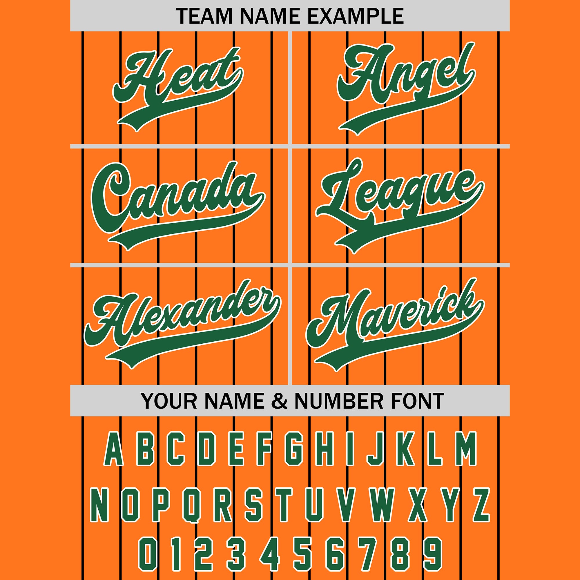 Personalized Orange and Green Pinstripe Baseball Jersey