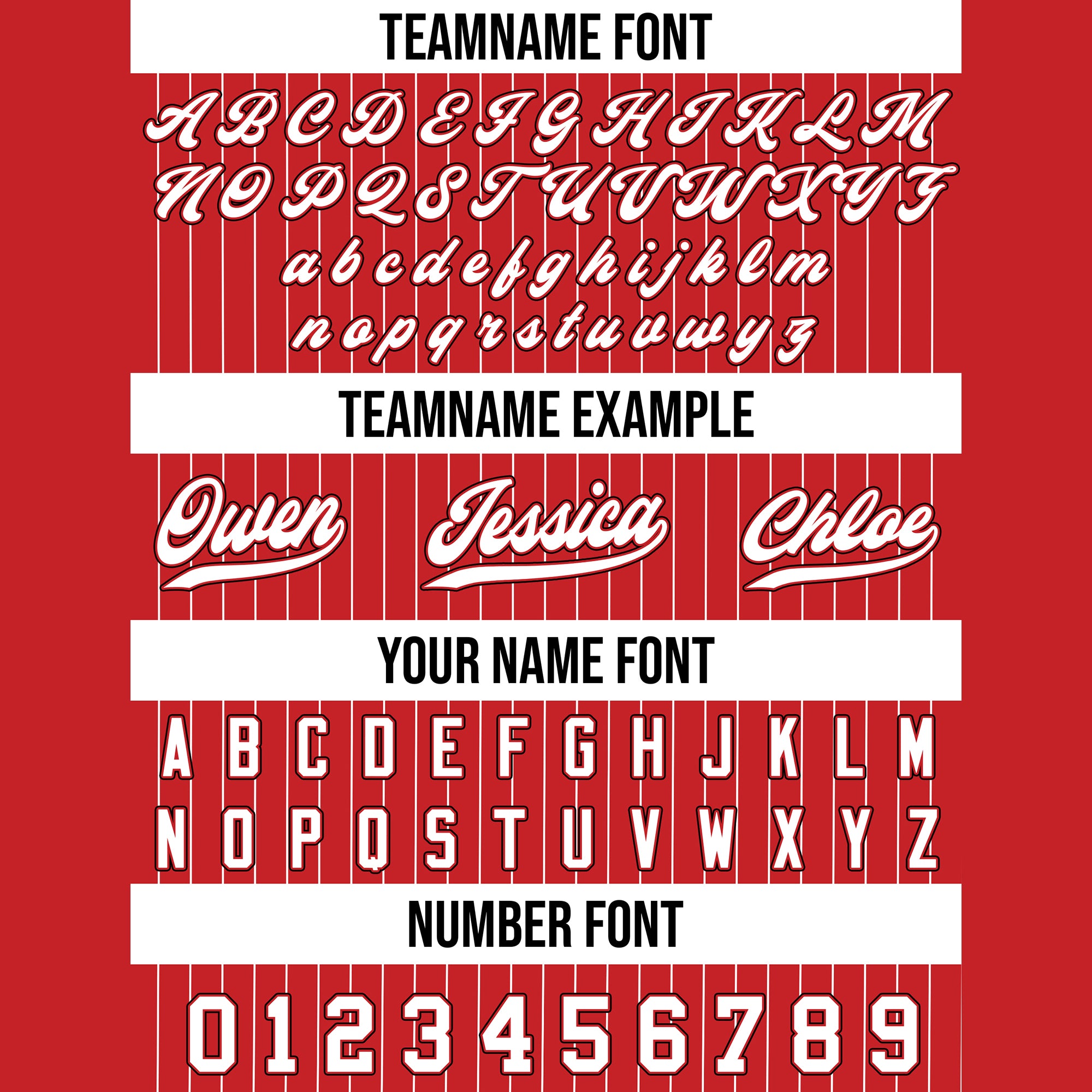 Personalized Red White Pinstriped Baseball Jersey