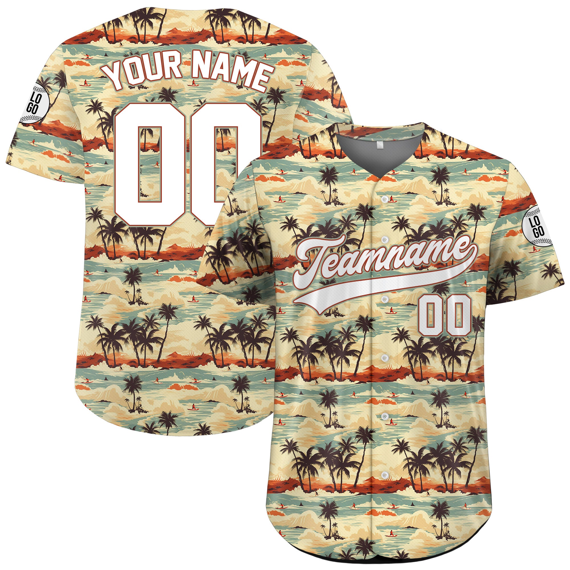 Personalized Retro Sunset Hawaiian Baseball Jersey