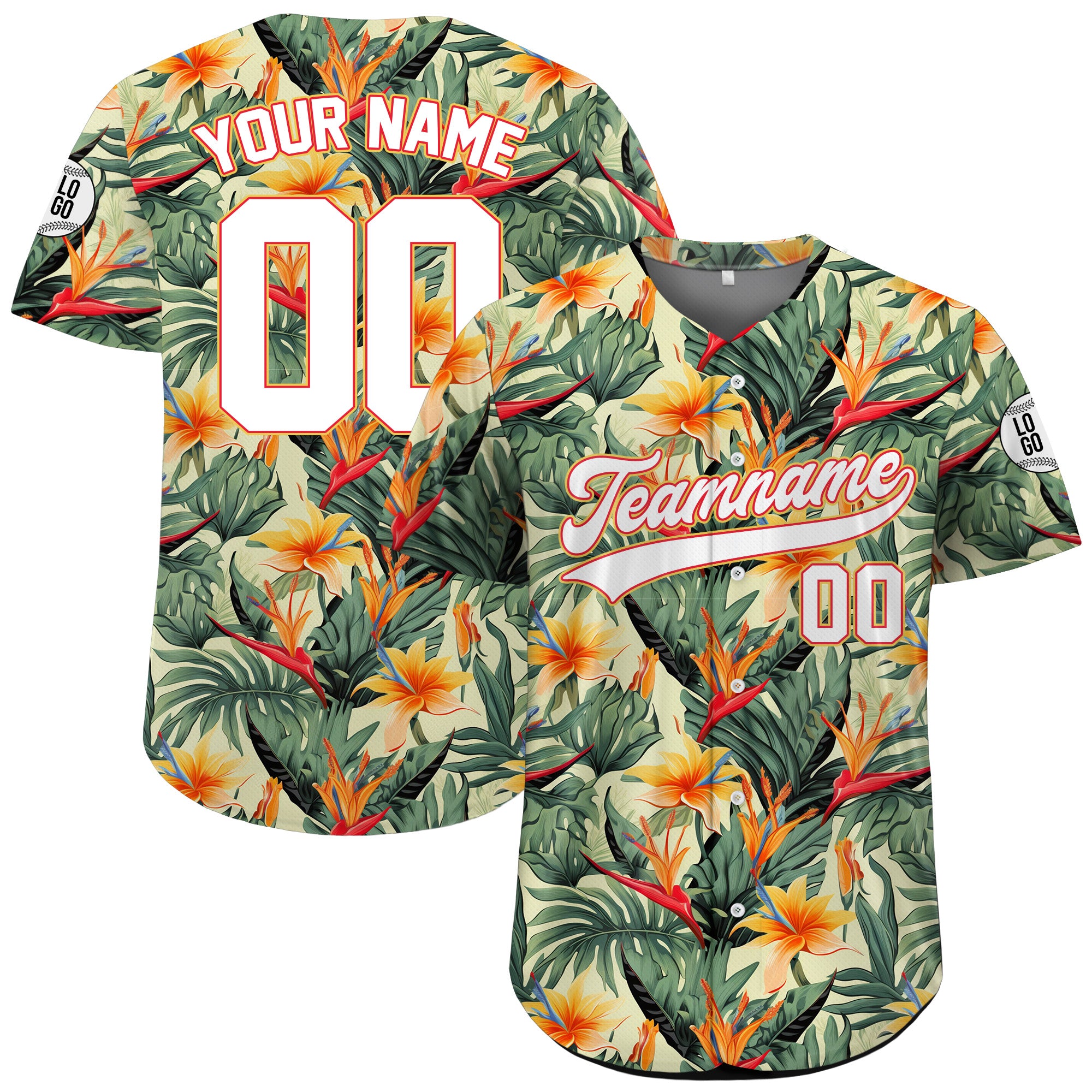 Personalized Tropical Bird of Paradise Hawaiian Baseball Jersey