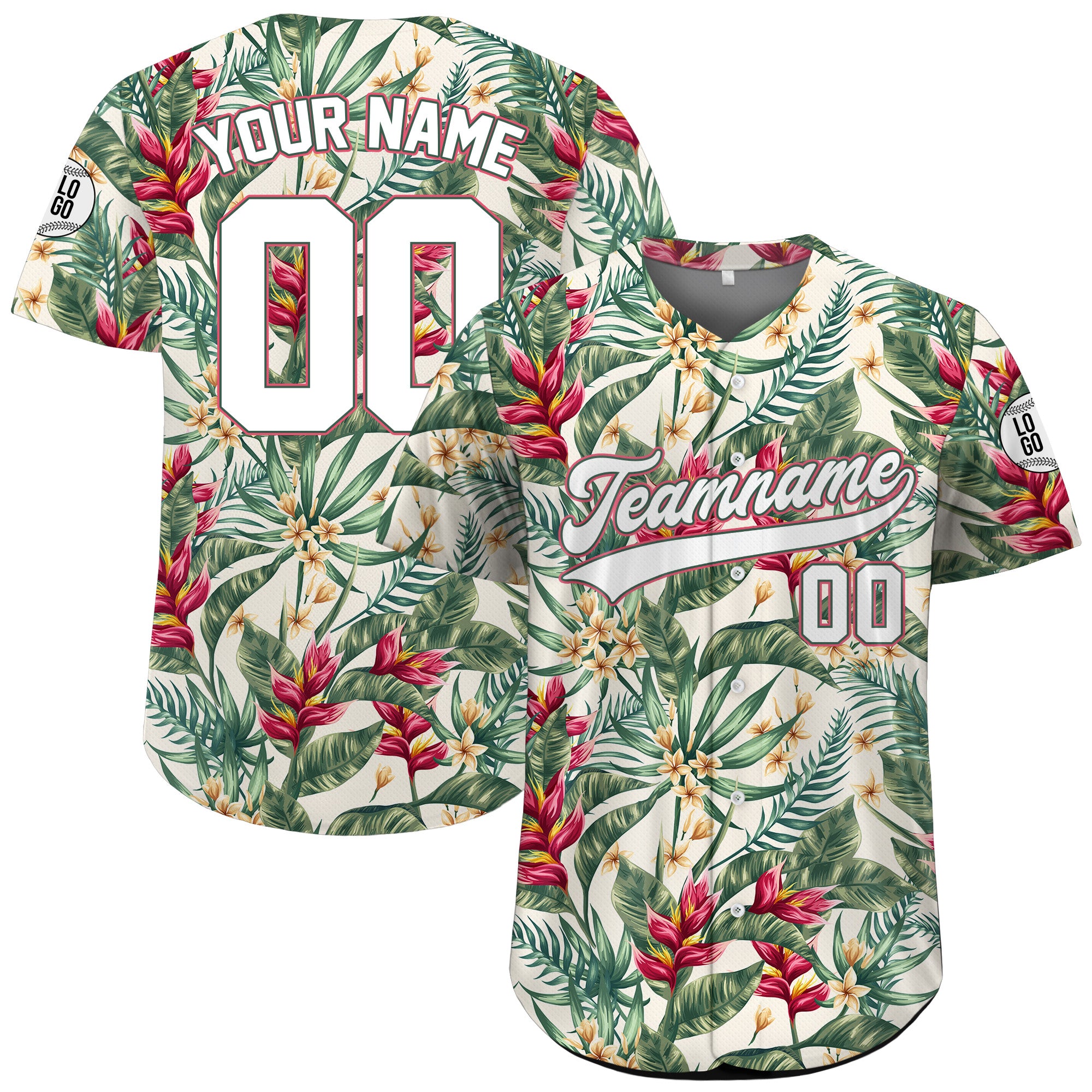 Personalized Tropical Paradise Hawaiian Baseball Jersey