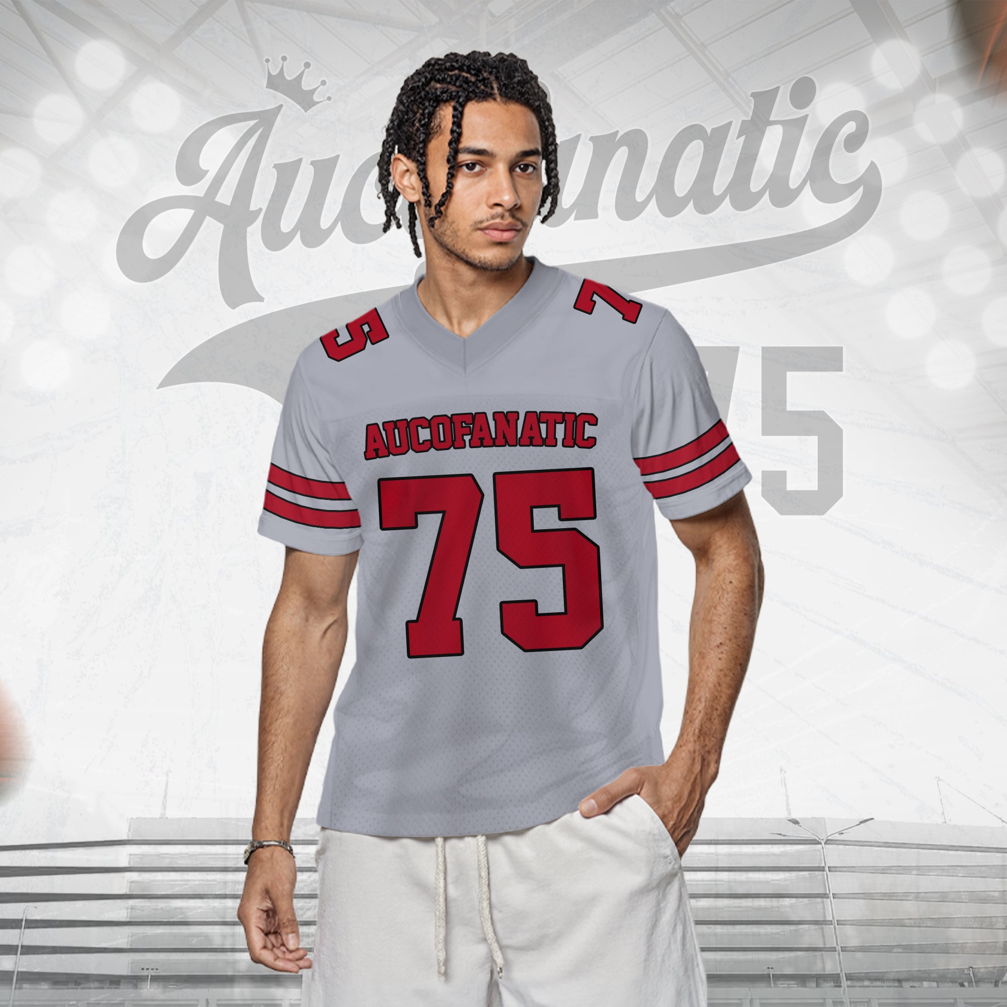 Personalized White Red Football Jersey, Custom Football Jersey For Men Women Youth Kid