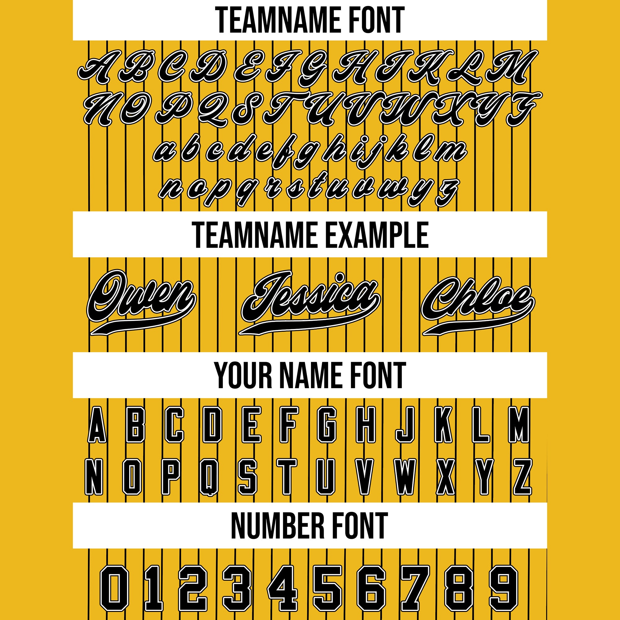 Personalized Yellow and Black Pinstripe Baseball Jersey, Custom Name Baseball Jersey