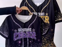 Custom Black Silver Glitter Cheer Baseball Jersey, Cheer Uniform Shirt in Adult Sizes S-4XL